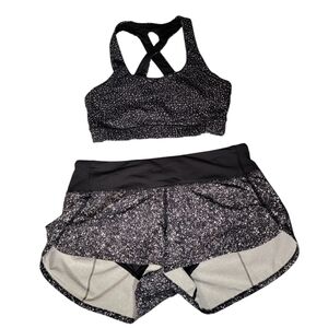 Lululemon Size 4 Speed Up Shorts & Racerback Sports Bra Combo Splatter Dot